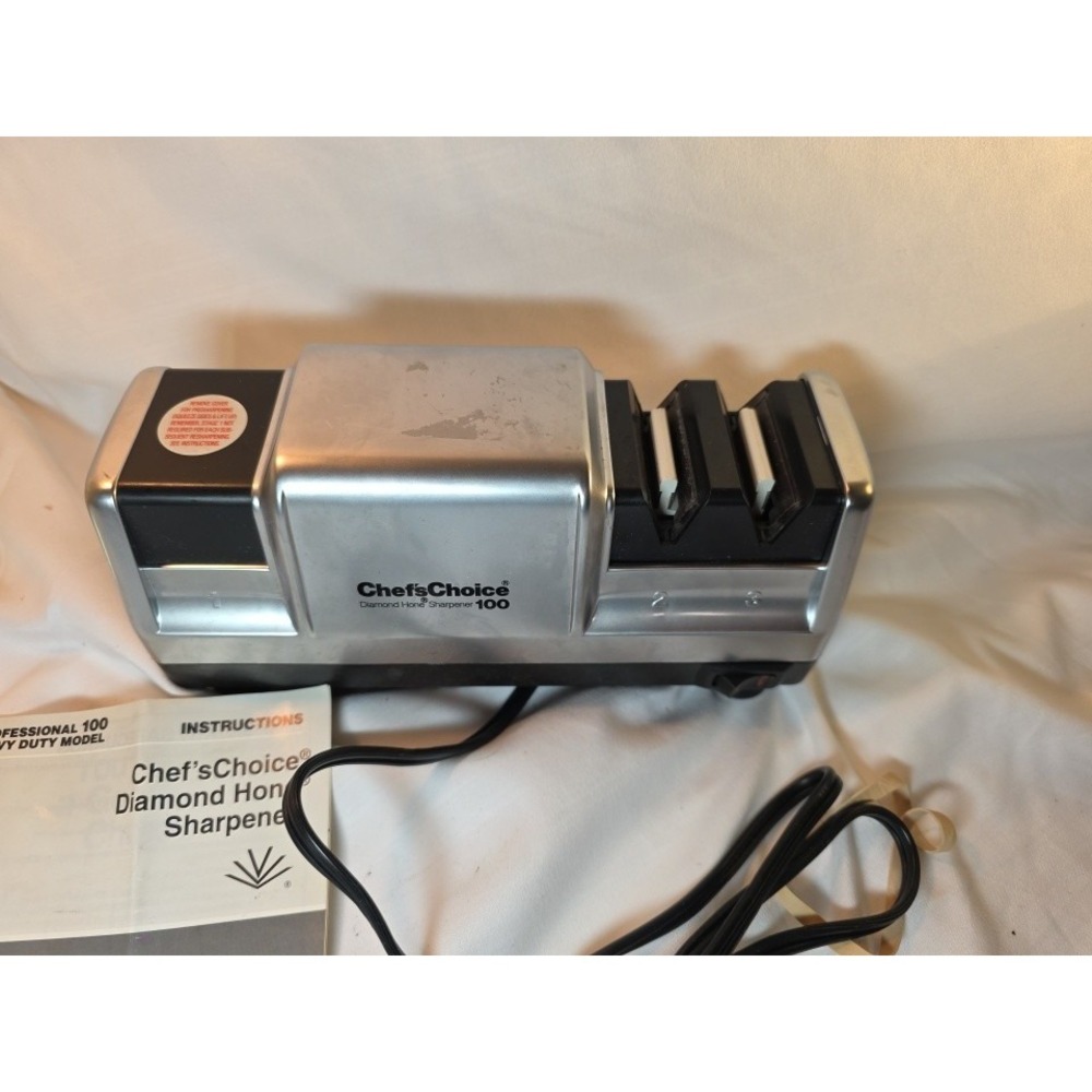 Vintage Chef's Choice Chrome Diamond Hone Knife Sharpener Model 100 Heavy Duty